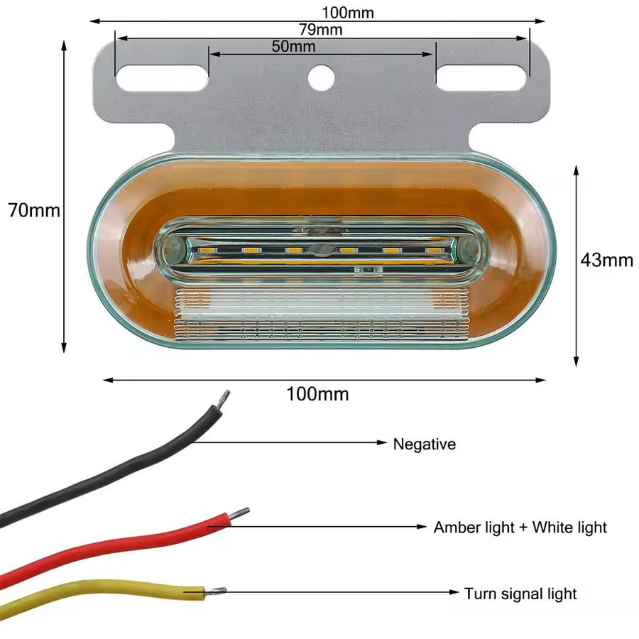 Лед LED Диоден Маркер Габарит Индикатор 12V 24V Бягаща Оранжева светлина - Бял За Камион Бус Ван Ремарке Каравана Платформа