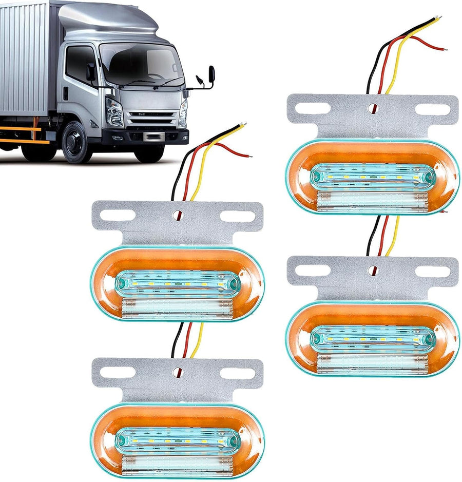 Лед LED Диоден Маркер Габарит Индикатор 12V 24V Бягаща Оранжева светлина - Бял За Камион Бус Ван Ремарке Каравана Платформа