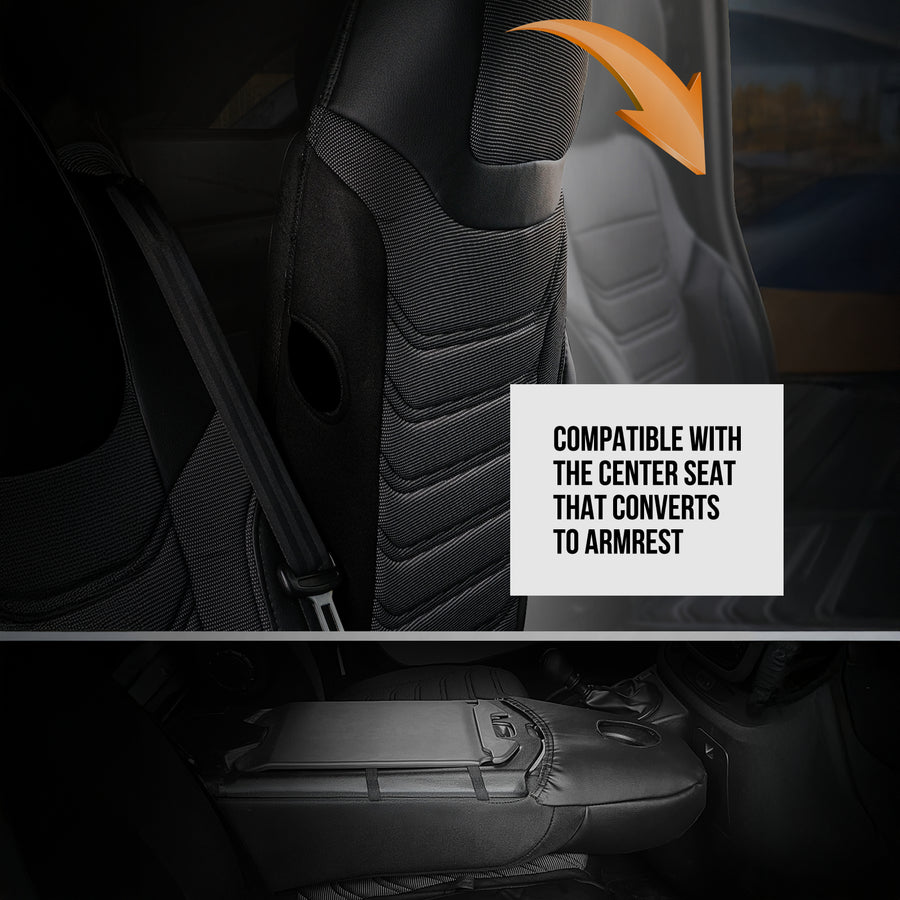 Комплект луксозна тапицерия PANDA за RENAULT MASTER III 2010-2024 / OPEL MOVANO B 2010-2021 / NISSAN NV400 2010-2021, Еко кожа и текстил, Черно/Сиво