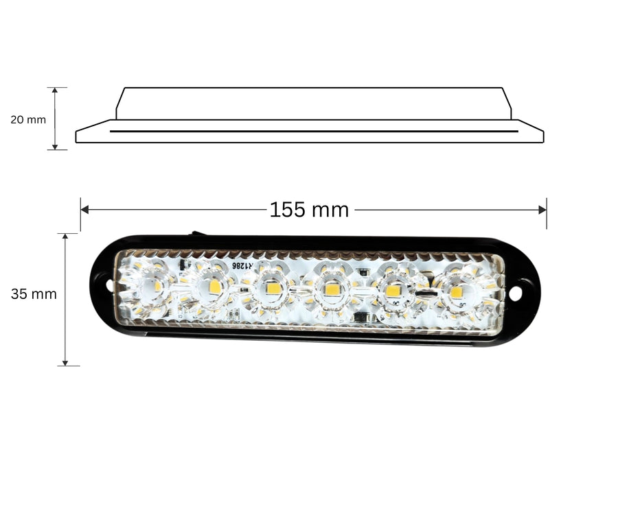 LED аварийна / сигнална лампа (Flash) – Бяла 6 Диода 4 режима 12V-24V