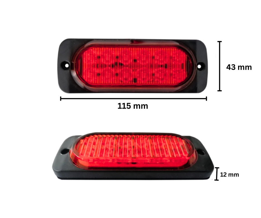 Червена LED Сигнална / Аварийна Блиц светлина - 12 диода 12V-24V