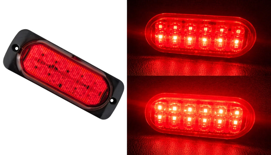 Червена LED Сигнална / Аварийна Блиц светлина - 12 диода 12V-24V