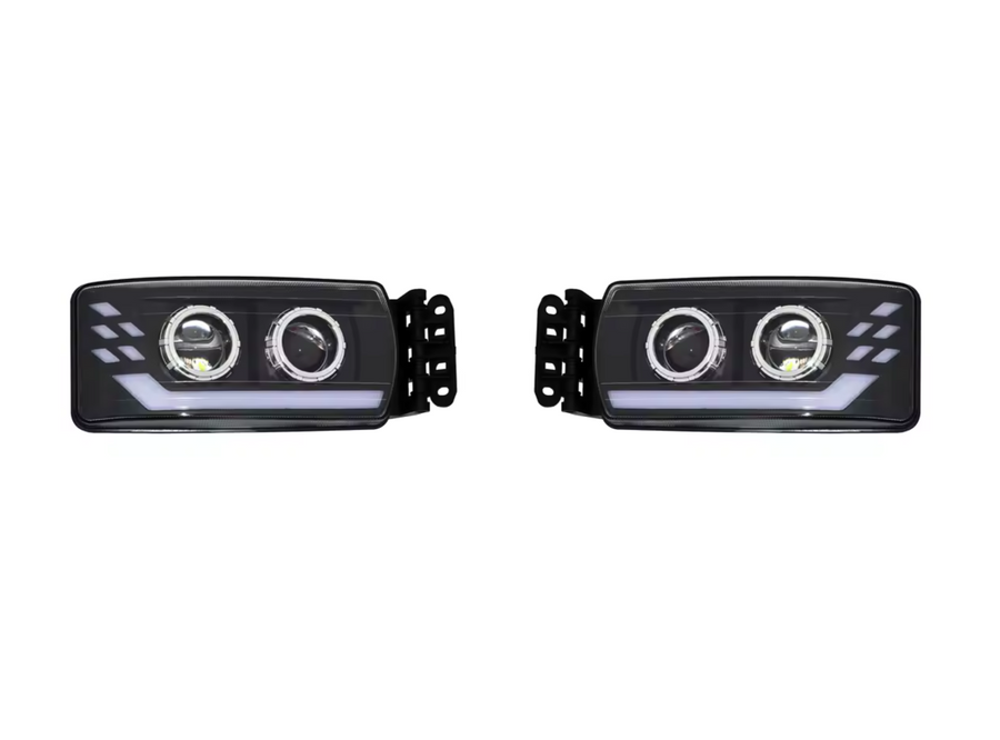 Комплект LED Фарове за IVECO STRALIS 24V – DRL, Startup Effect, Лупи, OEM 5801571745 / 5801571746
