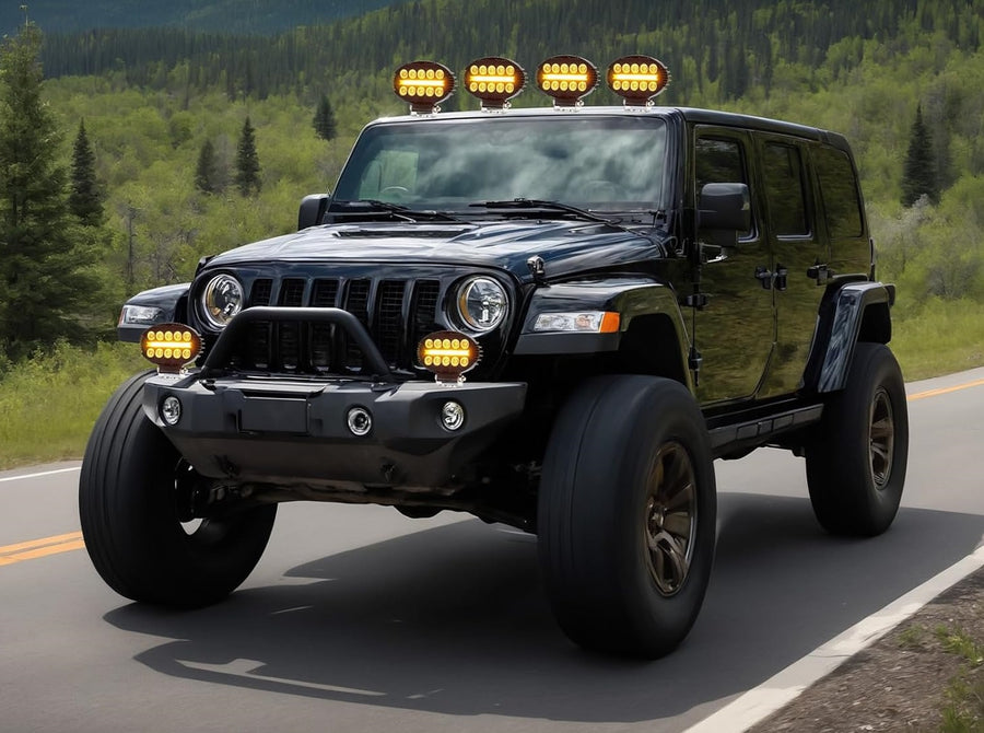 Универсален LED халоген с бяла светлина и оранжев DRL - 10 диода, 2000 lm, 12V-24V, IP67, 5 режима на работа, стробоскопичен режим и динамичен мигач