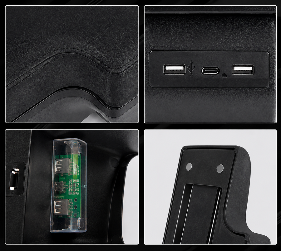 Подлакътник за автомобил Nissan Juke 2010-2019 MK1, с отделение за съхранение, 2x USB-A, 1x USB-C, достъп до бутоните за подгрев на седалките, черен