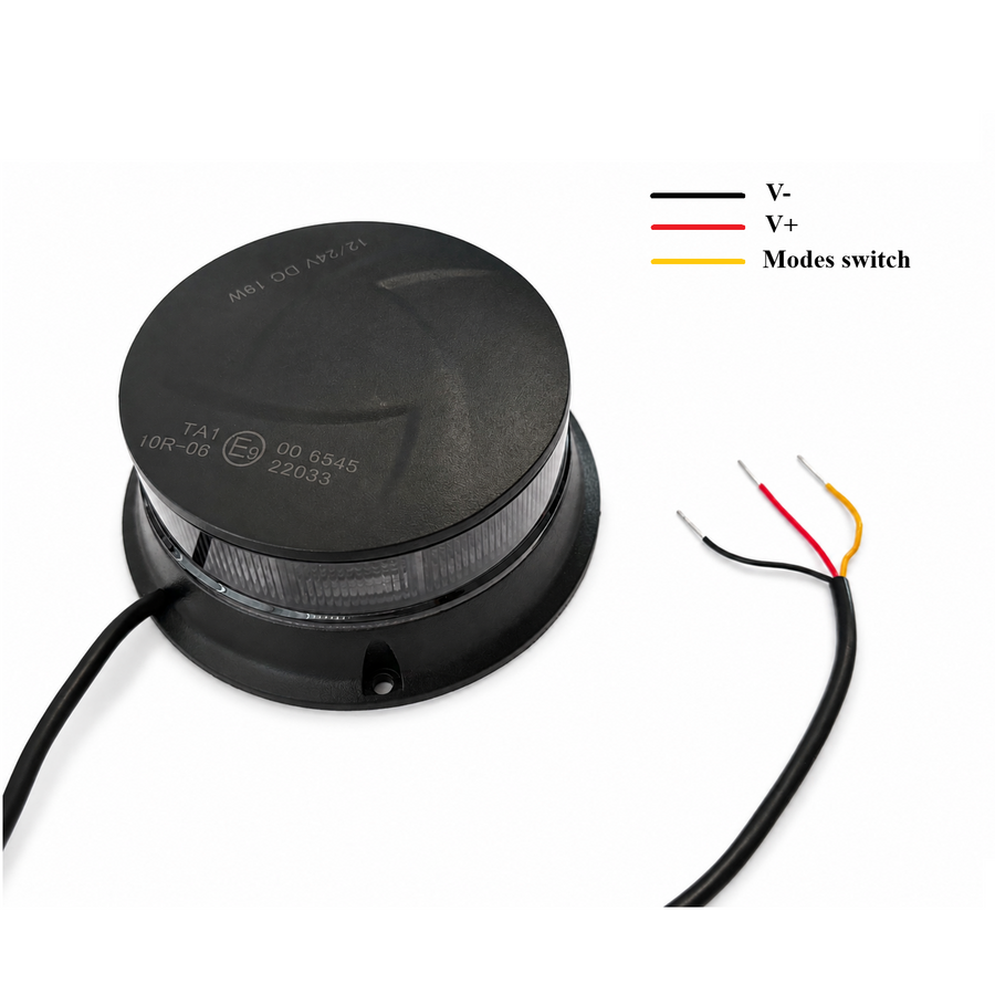 Опушена оранжева LED аварийна лампа 19W, 36 LED, 7 режима, E-Mark E9, ECE R65/R10, IP67, 12V/24V