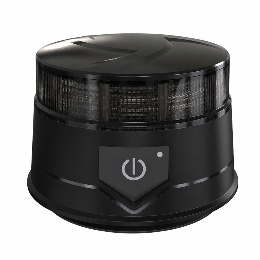 Оранжева LED аварийна лампа с опушен корпус, 36 LED, 19W, 7 режима, дистанционно, вградена батерия, магнит и вендуза, E-Mark E9, ECE R10, IP67, 12–24V