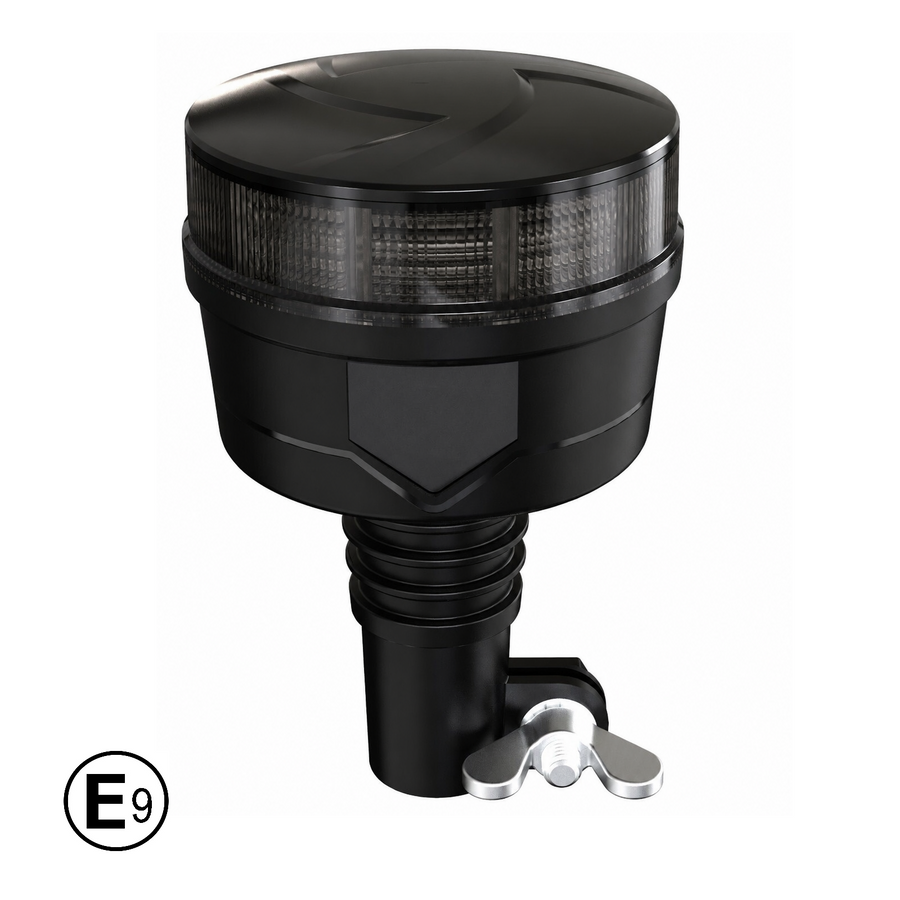 LED оранжева аварийна лампа с опушен корпус, 36 LED, 19W, 12–24V, 7 режима, E-Mark E9, ECE R65/R10, IP67, монтаж на стойка