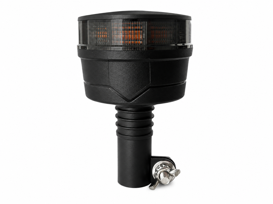 LED оранжева аварийна лампа с опушен корпус, 36 LED, 19W, 12–24V, 7 режима, E-Mark E9, ECE R65/R10, IP67, монтаж на стойка