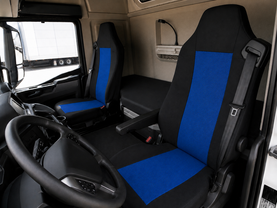 Текстилна тапицерия за MAN TGA, TGL, TGX, TGS 2015–2021 г., 2 части, черно-синя