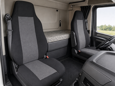 Текстилна тапицерия Flexzon за DAF XF105 2007–2014 г., 2 части, черно-сива