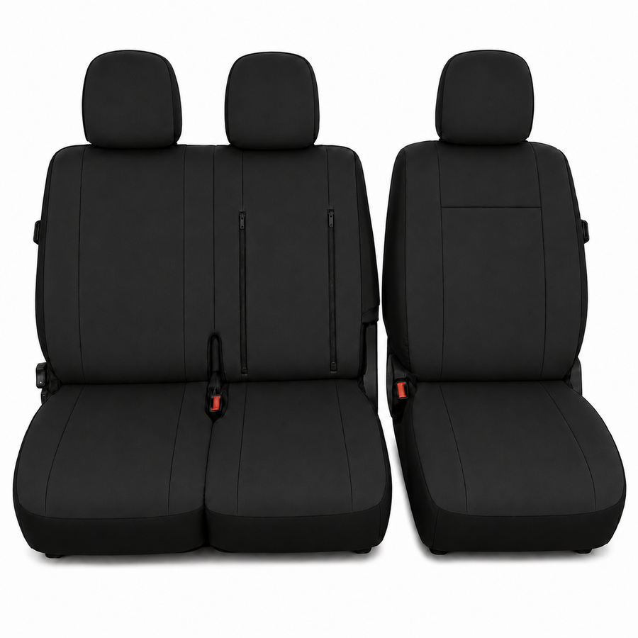 2+1 Тапицерия от еко кожа за предни седалки за Peugeot Expert, черна, 7 части