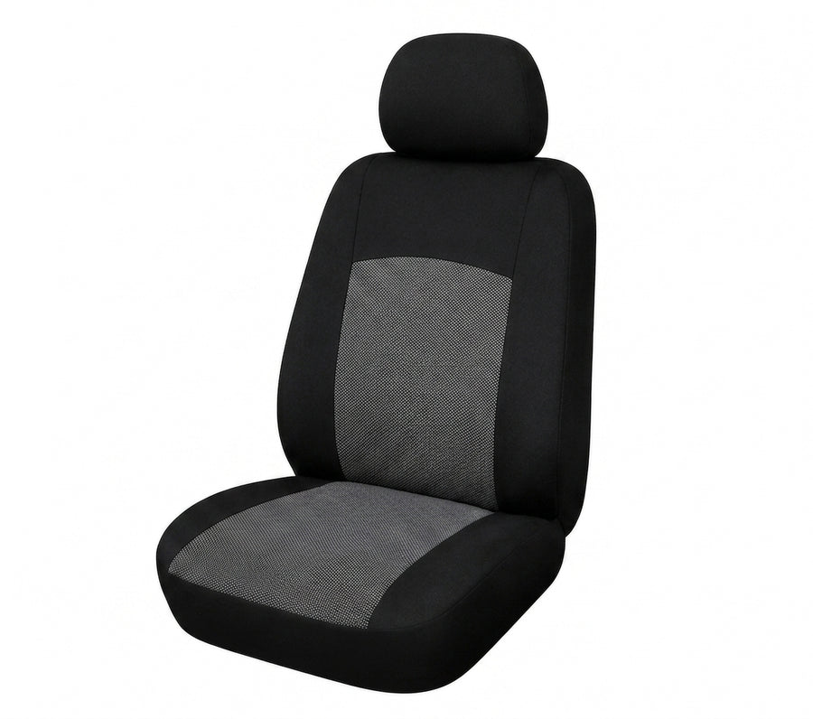 Текстилна тапицерия за седалки за Dacia Logan I 2004–2012, Dacia Logan II 2012+, черно-сива, 9 части