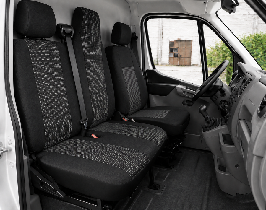 2+1 Текстилна тапицерия за предни седалки за Renault Master 2009–2016 г., черна, 6 части