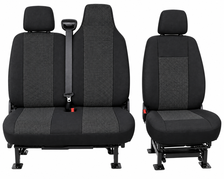 2+1 Текстилна тапицерия за предни седалки за Renault Master 2009–2016 г., черна, 6 части