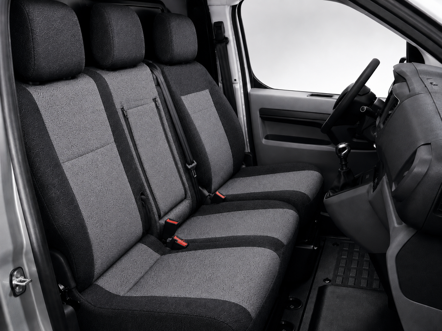 2+1 Текстилна тапицерия за предни седалки за Peugeot Expert 2016+, черно-сива, 7 части