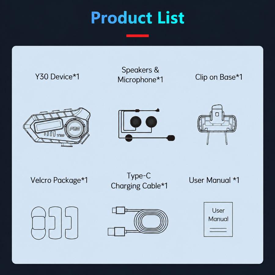 Комплект 2 бр. Интеркоми за каска Bluetooth 6.0, сдвояване помежду им, CVC + DSP шумопотискане, LED дисплей, IPX6, батерия 1000 mAh