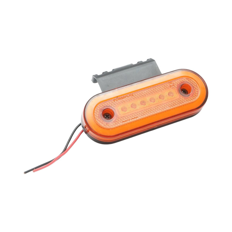 Овален LED габарит с гумена стойка 12-24V, оранжев, 24 LED с неон ефект, 115 x 44 мм