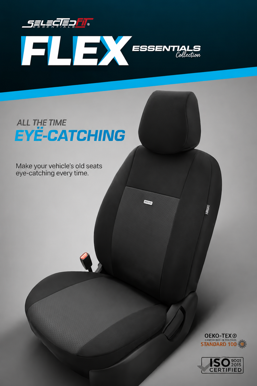 Комплект Тапицерия SelectedFit Flex Design by OTOM текстил – Сива, за Предни и Задни Седалки