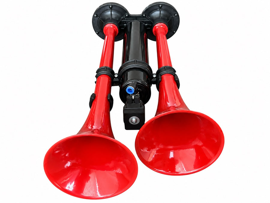 Двойна въздушна тромба клаксон Super Apollo Echo 24V за камиони и автобуси, 125dB, 3-10 Bar