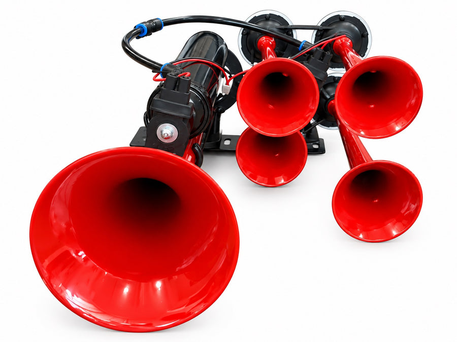 Петорна въздушна тромба клаксон Super Resonant Air Dadan 24V за камиони и автобуси, 125dB, 3-10 Bar