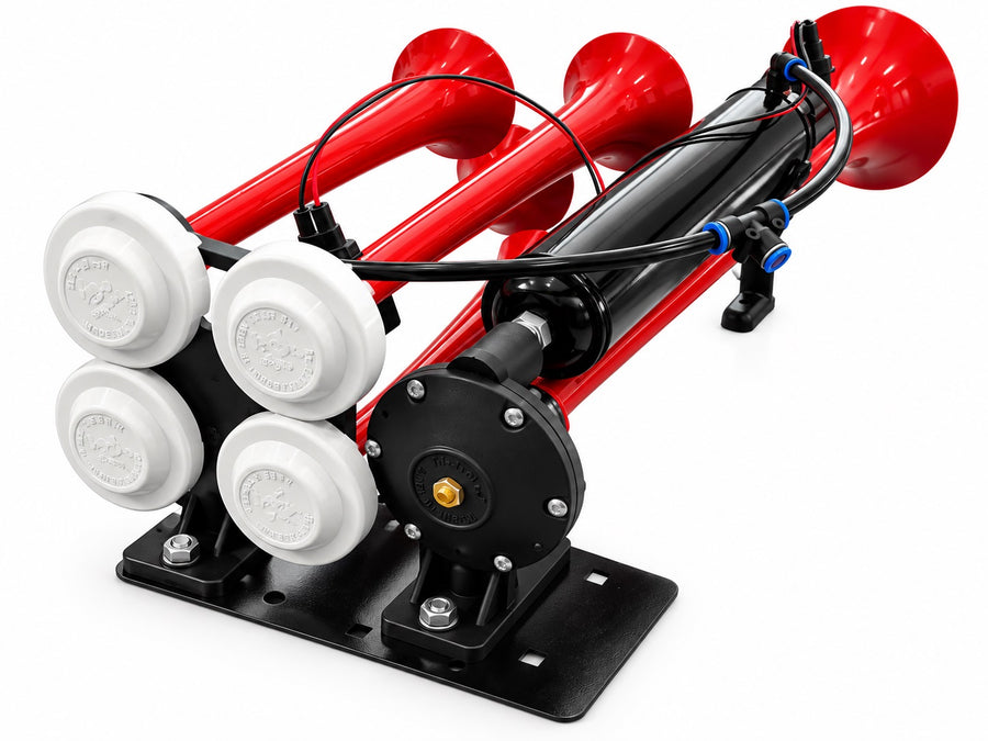 Петорна въздушна тромба клаксон Super Resonant Air Dadan 24V за камиони и автобуси, 125dB, 3-10 Bar
