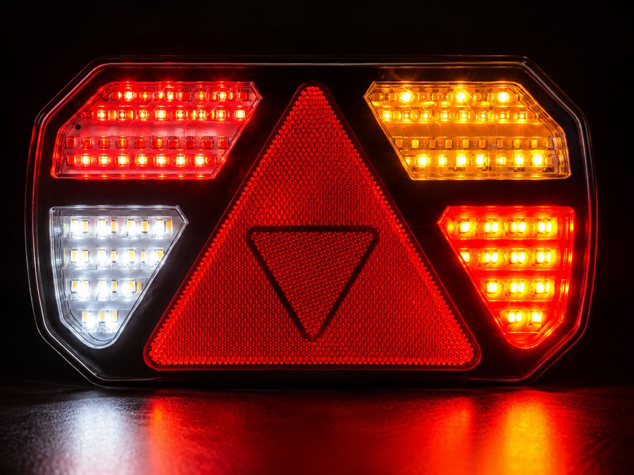 Комплект безжични LED стопове за ремарке, каравана и платформа, магнитни, 12V-24V, 5 функции, динамичен мигач, 7 пина, E-Mark E57, IP65, Куфар