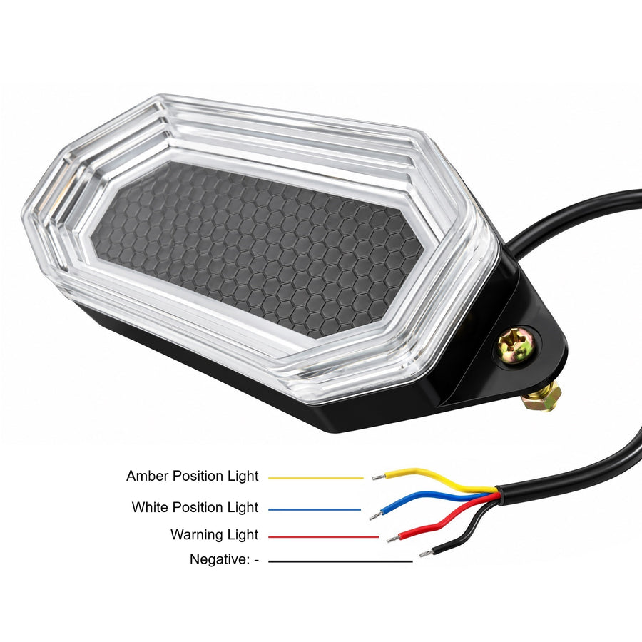 Комплект 2 бр. LED габарити с аварийна сигнализация и динамичен старт, 12V/24V, Бяло-Жълто, 116 x 55 x 25 мм
