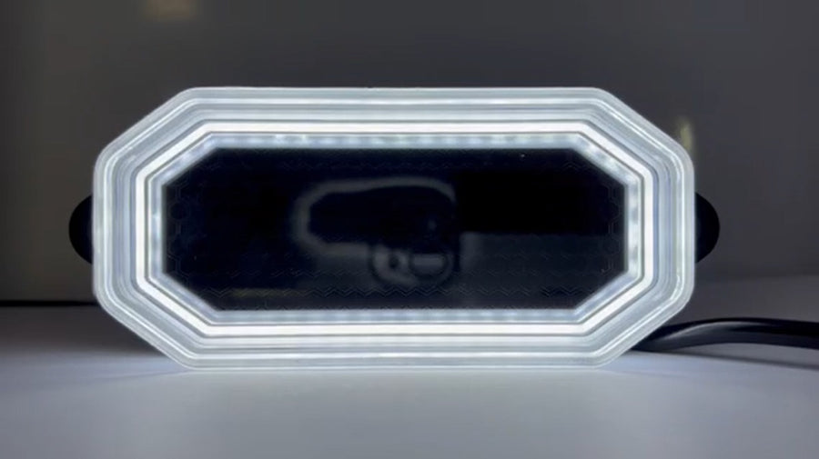 Комплект 2 бр. LED габарити с аварийна сигнализация и динамичен старт, 12V/24V, Бяло-Жълто, 116 x 55 x 25 мм