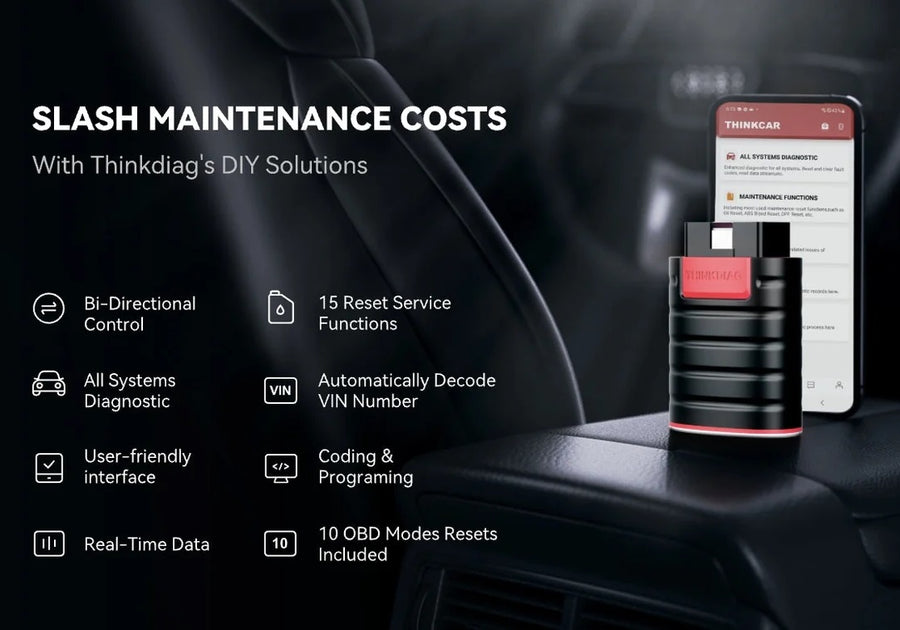 Автодиагностика ThinkCar ThinkDiag с Bluetooth, OBD2, 36 см удължителен кабел и 1 година безплатен лиценз