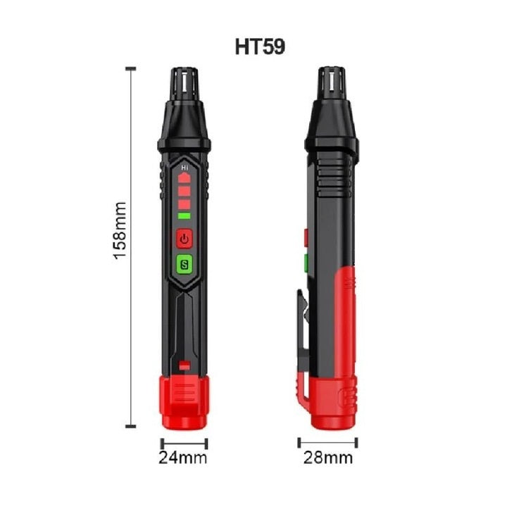 Детектор за изтичане на газ HT59 тип писалка, 50–1000 ppm, 2 степени на чувствителност, звукова и LED сигнализация
