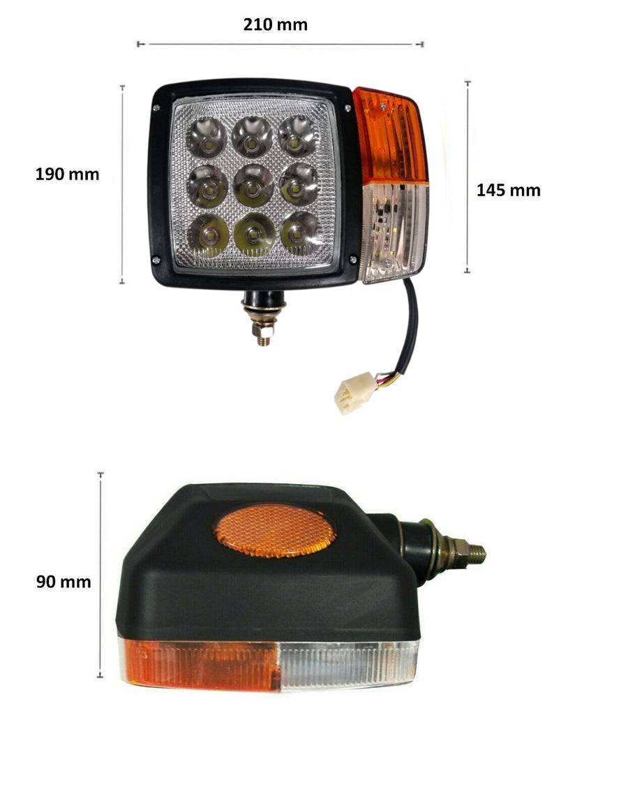 Ляв LED Фар с Мигач Габарит Подходящ за Трактор Комбайн Багер Снегорин 27W 12-24V 2700 lm