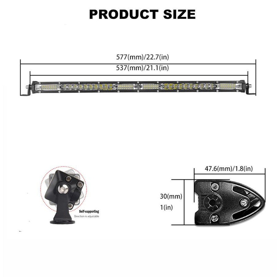 54 см LED Лед Диоден Бар , 9000 lm 180W, Ултра Тънък 12-24V Комбинирана Combo - Flood и Spot Светлина