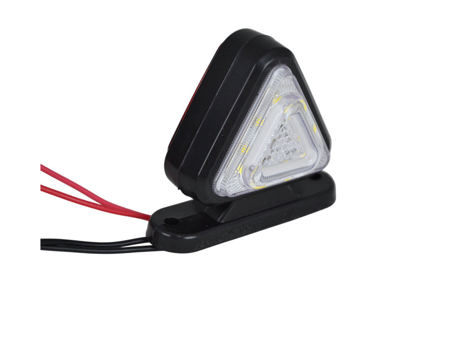 Триъгълно LED рогче, 18 диода, червено/бяло, 12V/24V