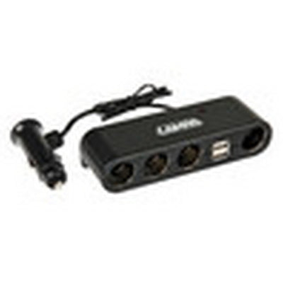 Разклонител от запалка, 2х USB и 4 гнезда, 12/24V
