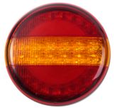 Кръгъл LED стоп с динамичен мигач, 10-30V, червено-жълто, е-маркиран