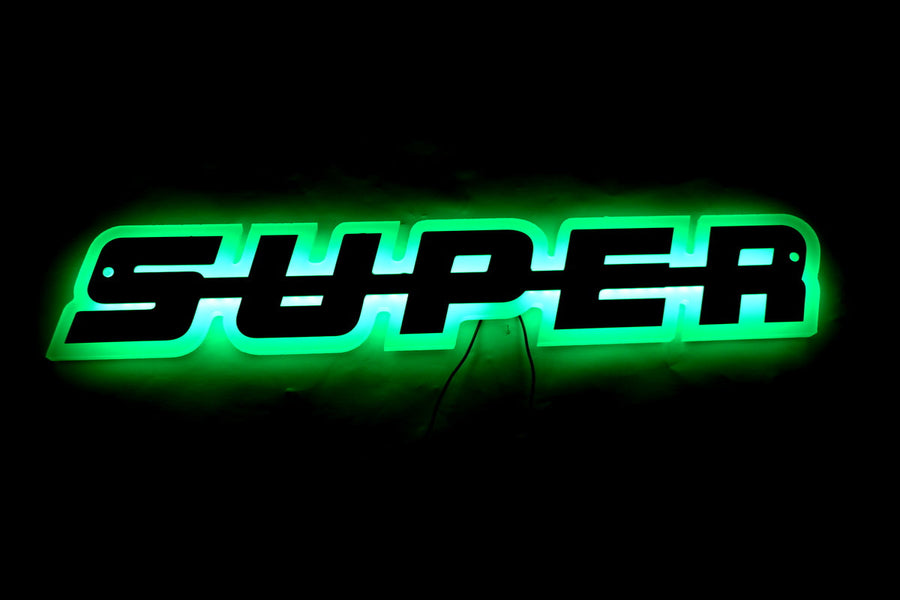 Огледална табела с надпис Super, за решетка, 24V, Зелена