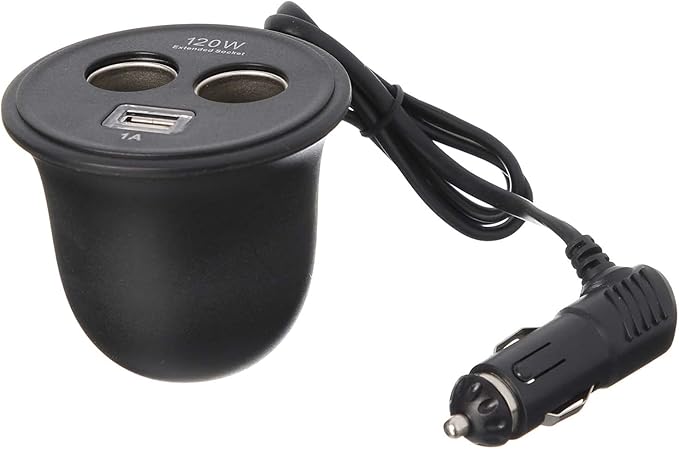 Разклонител от запалка за пепелник, с волтметър, 1х USB и 2 гнезда за запалка 12/24V, 120W и бушон