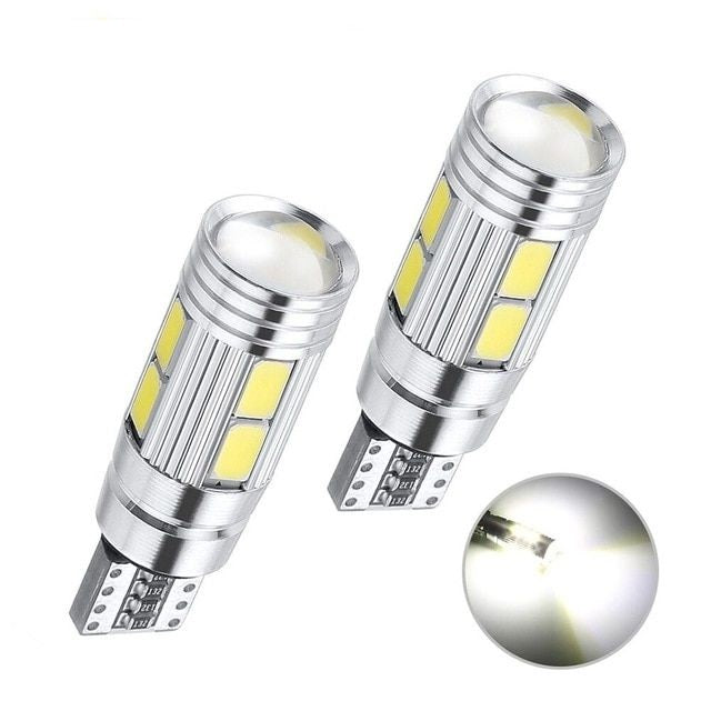 Лед LED Крушка За Габарит, Т10 W5W LED 10 SMD, Canbus, 12V, Бяла Светлина