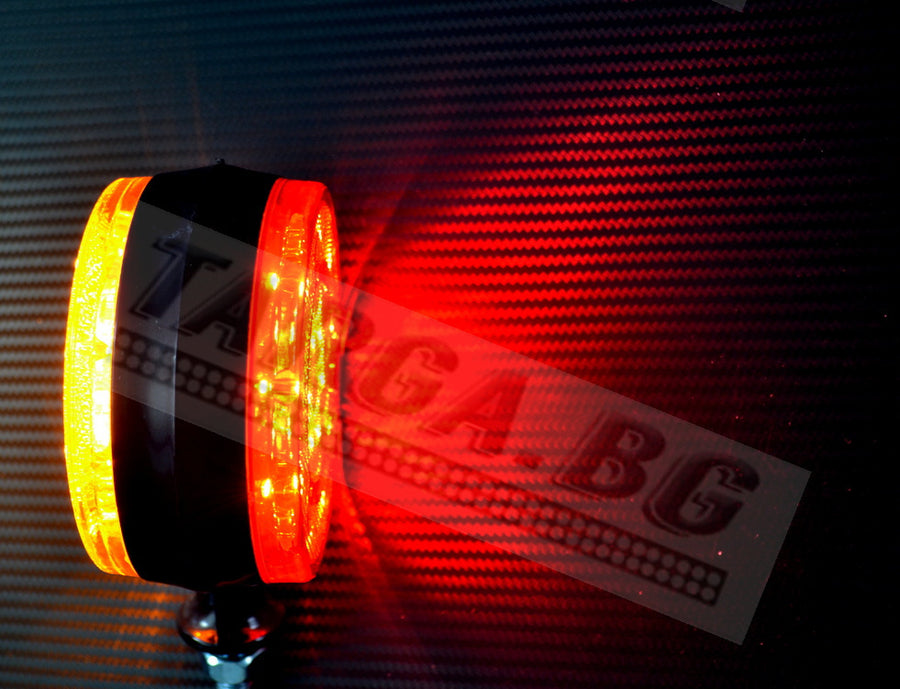 LED габарит за огледало, червено/ жълто, 12/24V (обеци)