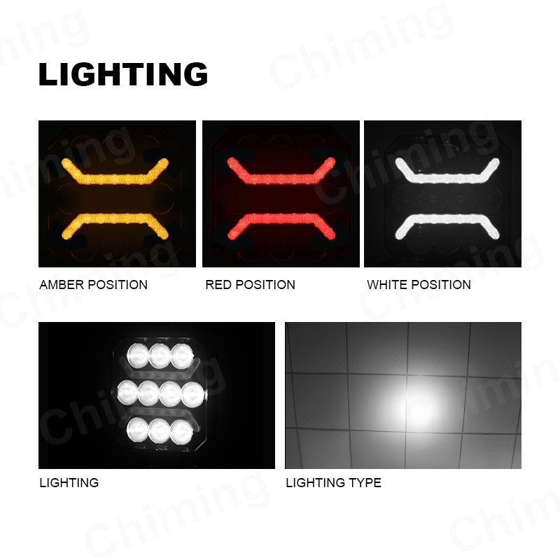 Квадратна работна LED лампа с две функции, SPOT - 10 диода, DRL - 18 диода, бяла с жълта светлина