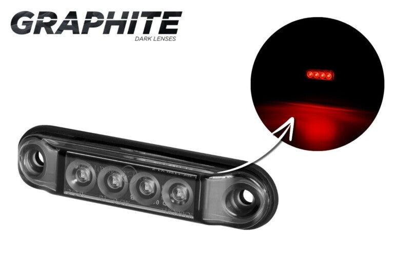 Mini LED габарит с 4 диода 12/24V, smoked - Червен