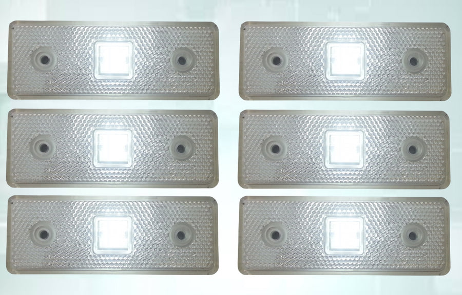 12V Диоден 4 LED ЛЕД Маркер габарит токос светлина за камиони бус ван ремарке каравана - 110 мм х 40 мм - бял MAR030
