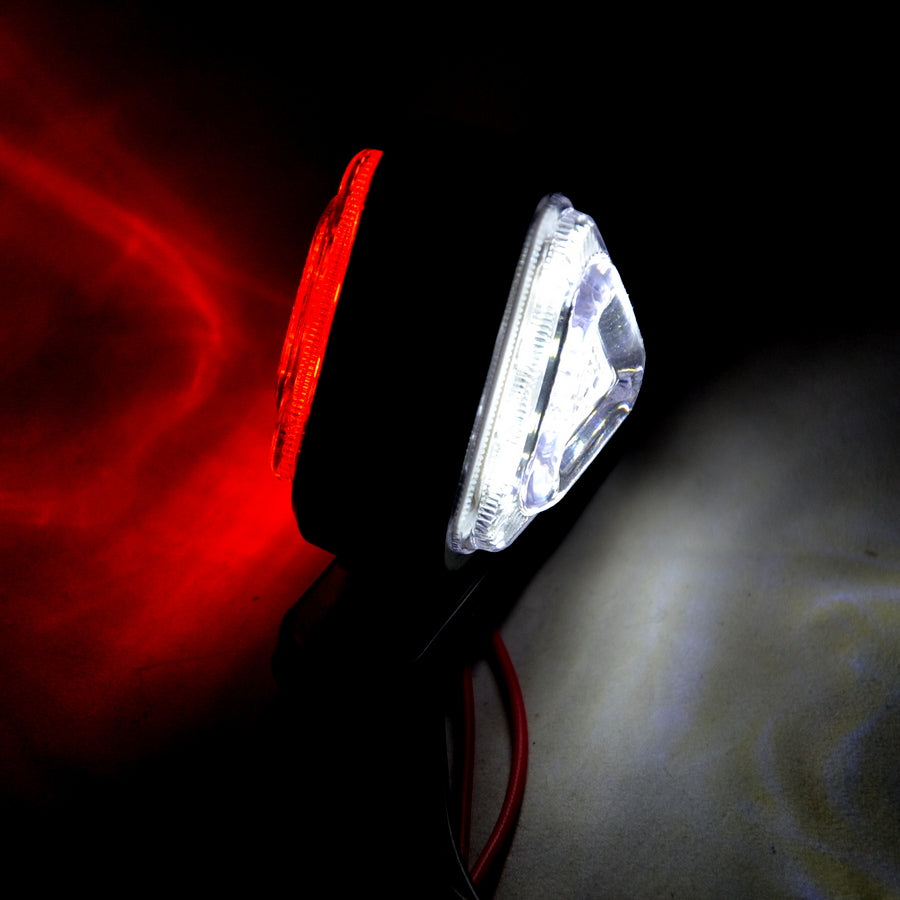 Триъгълно LED рогче, 18 диода, червено/бяло, 12V/24V