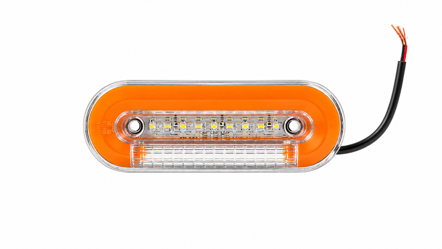 Oранжев LED неон габарит с 21 диода, (оранжева & бяла), 12/24V, 12 см., със скоба