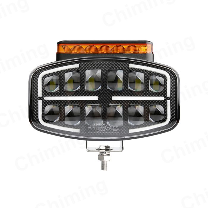 LED халоген тип Hella, с 12 диода, с бяла и жълта DRL + блиц светлина, 77W