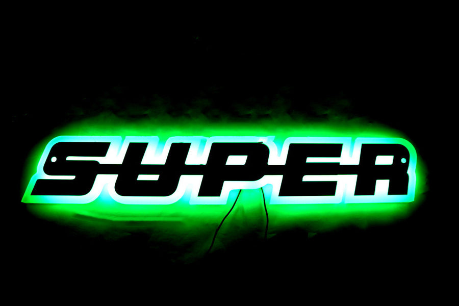 Огледална табела с надпис Super, за решетка, 24V, Зелена