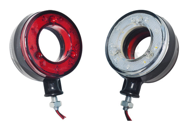 Габарит за огледало с отвор, червено бяло, 12/24V (обеци) - LED