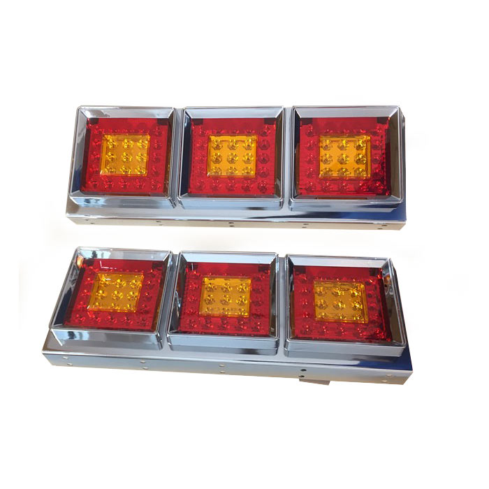 LED диоден стоп хром с 3 квадратни хамбургера