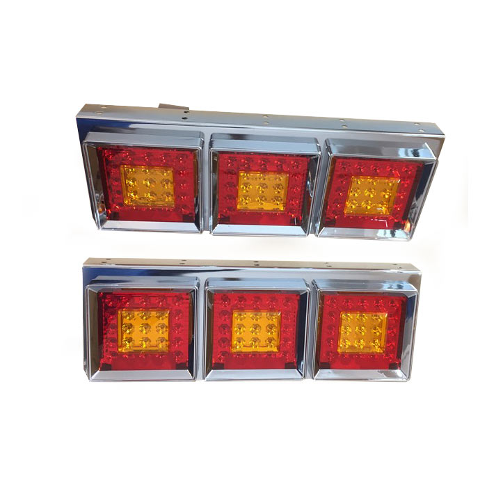 LED диоден стоп хром с 3 квадратни хамбургера